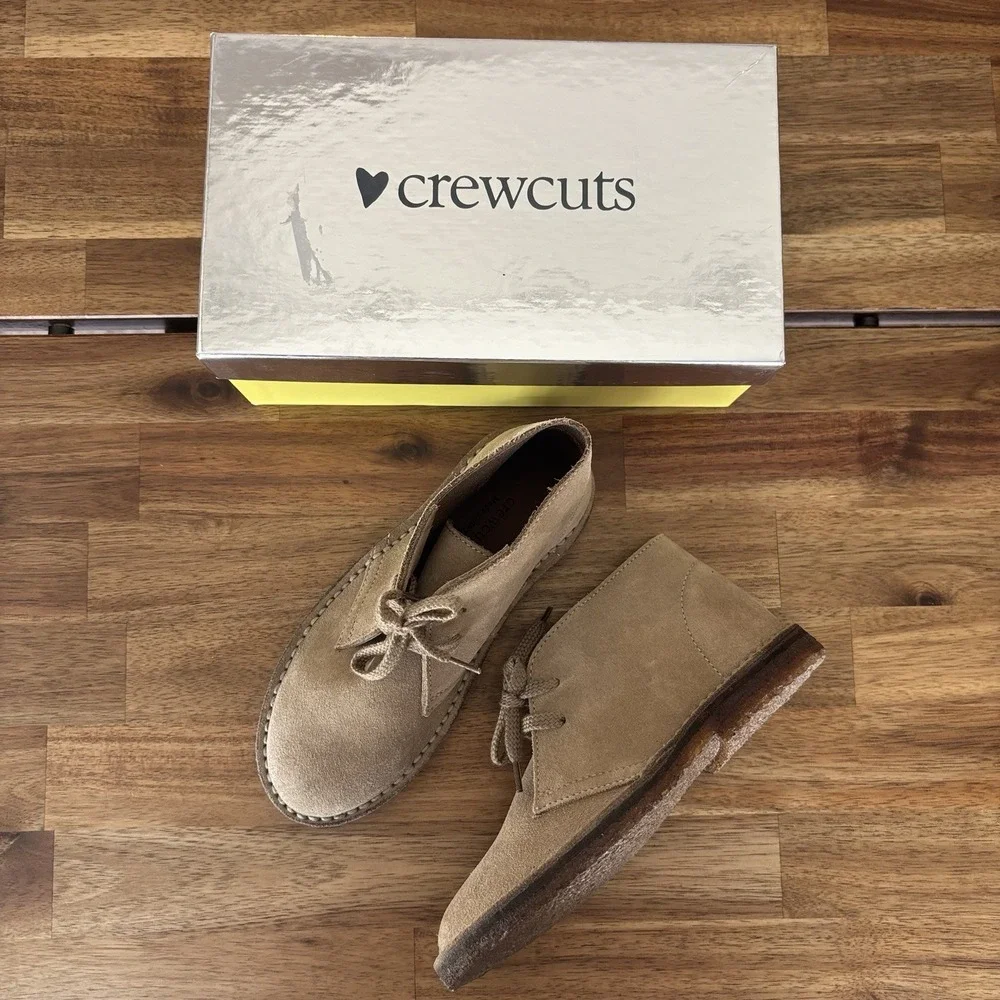Crewcuts 1990 MacAlister boots suede Dark Chestnut Boys Size K 1 Made Italy NEW